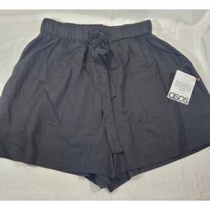 Asos Design Women's Isabel Linen Look Beach Shorts - Black - Size US 6